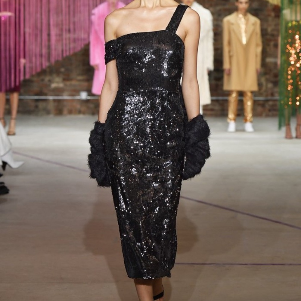 MILLY Sequin One Shoulder Formal Dress